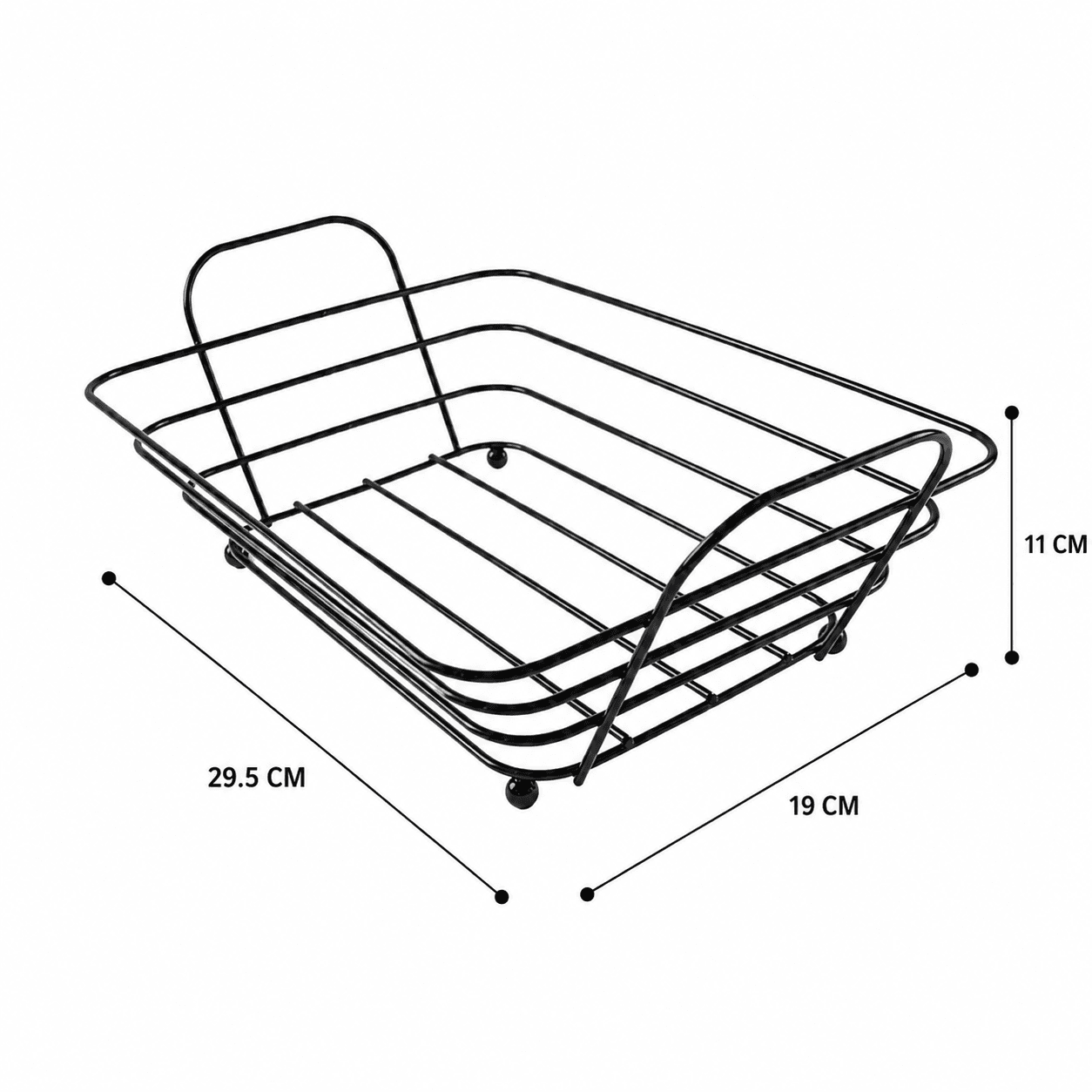 Rectangular Bread Serving Basket with Metal Base Size 30×19×7 cm
 8