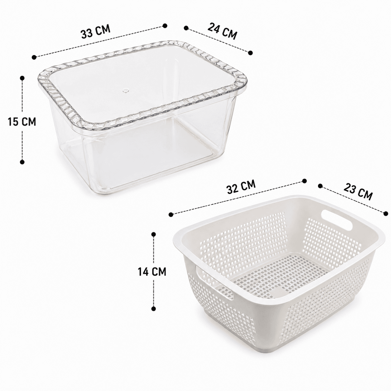Vegetable and Fruit Washing Colander with Drain Tray - Set of 2 6