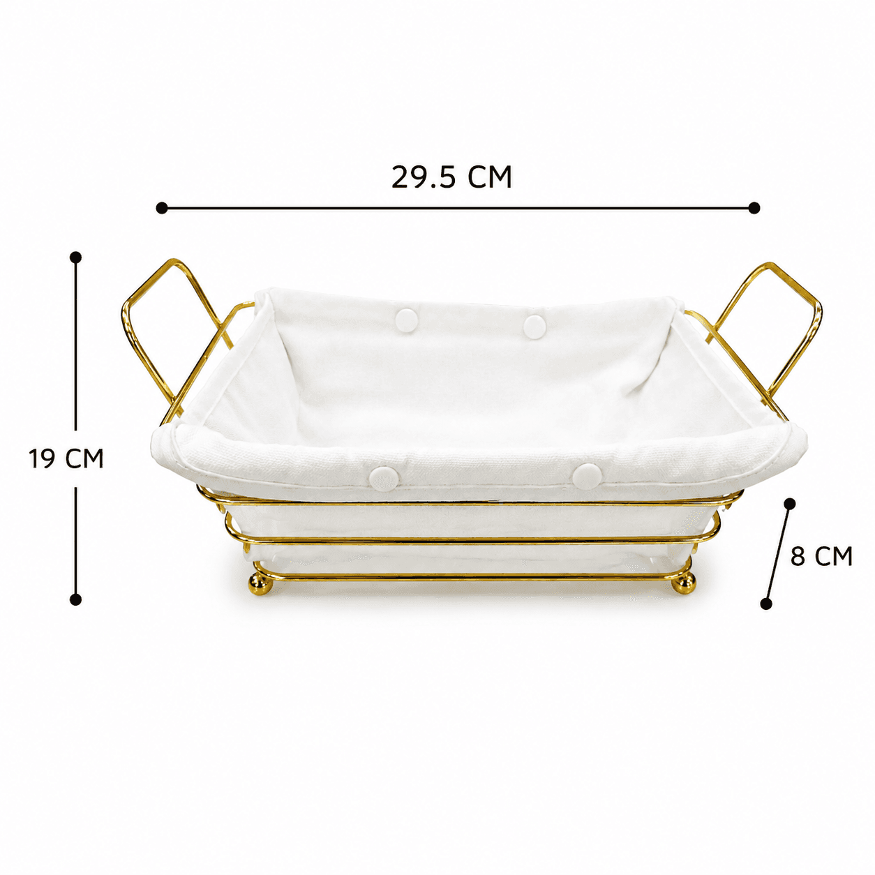 Rectangular Gold Metal Serving Basket with Handles for Bread & Fruits 9