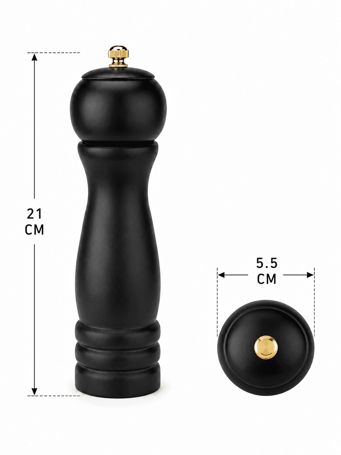 Wooden Pepper & Spice Grinder Classic Design Black
 8