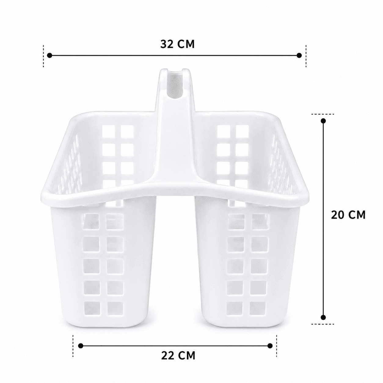 White Plastic Storage Basket with Carry Handle 7