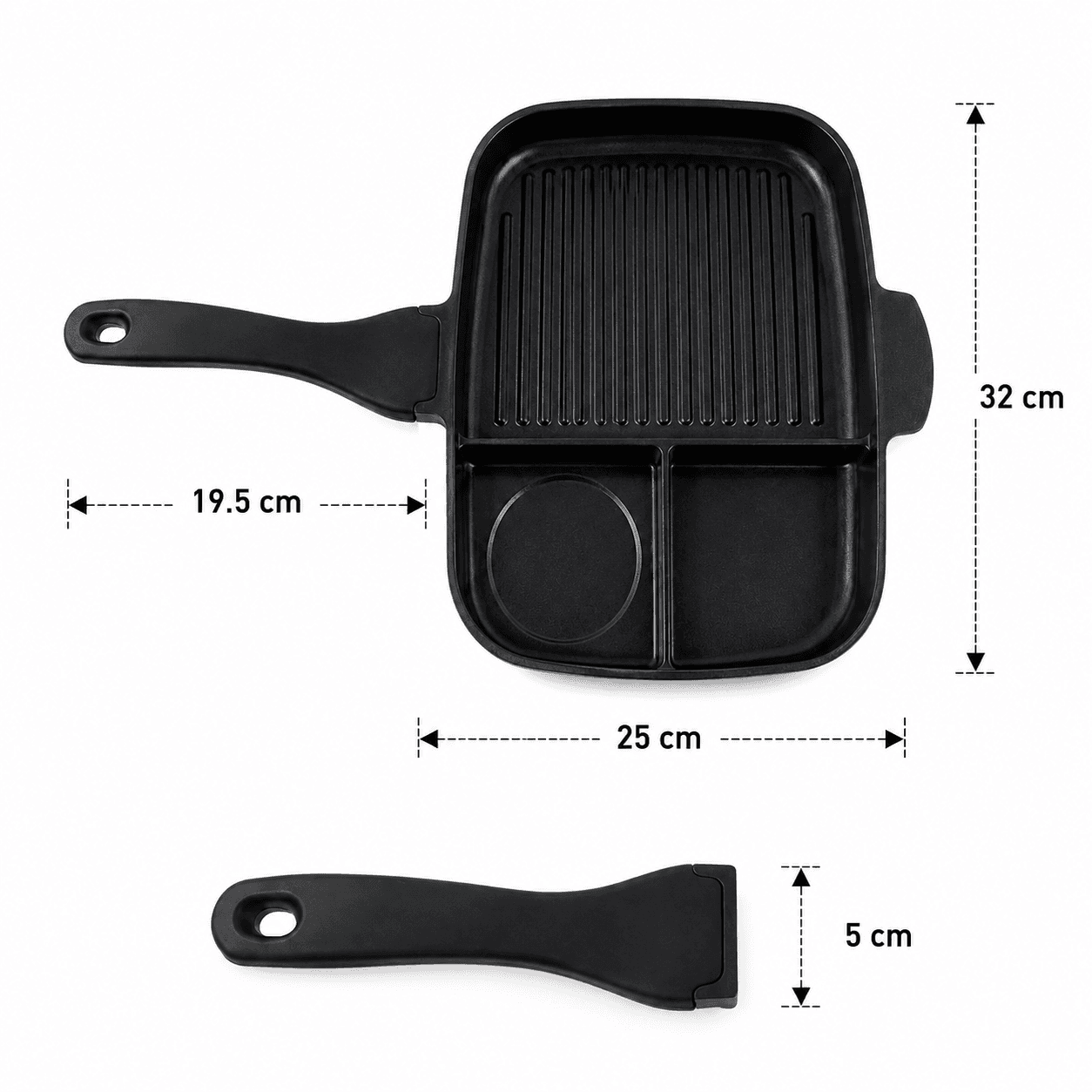 Multi-function square grill pan with a comfortable handle, ideal for grilling. 10