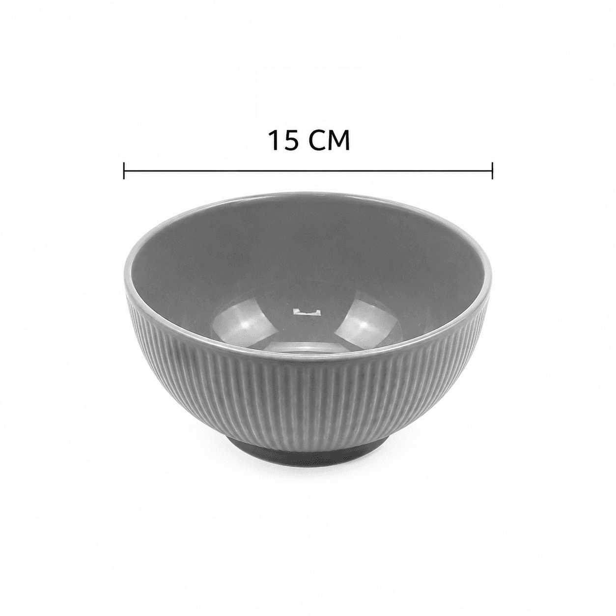 Luxury Ceramic Serving Bowl with Ribbed Pattern in Gray Set of 6 Pieces – Size 15 cm

 6