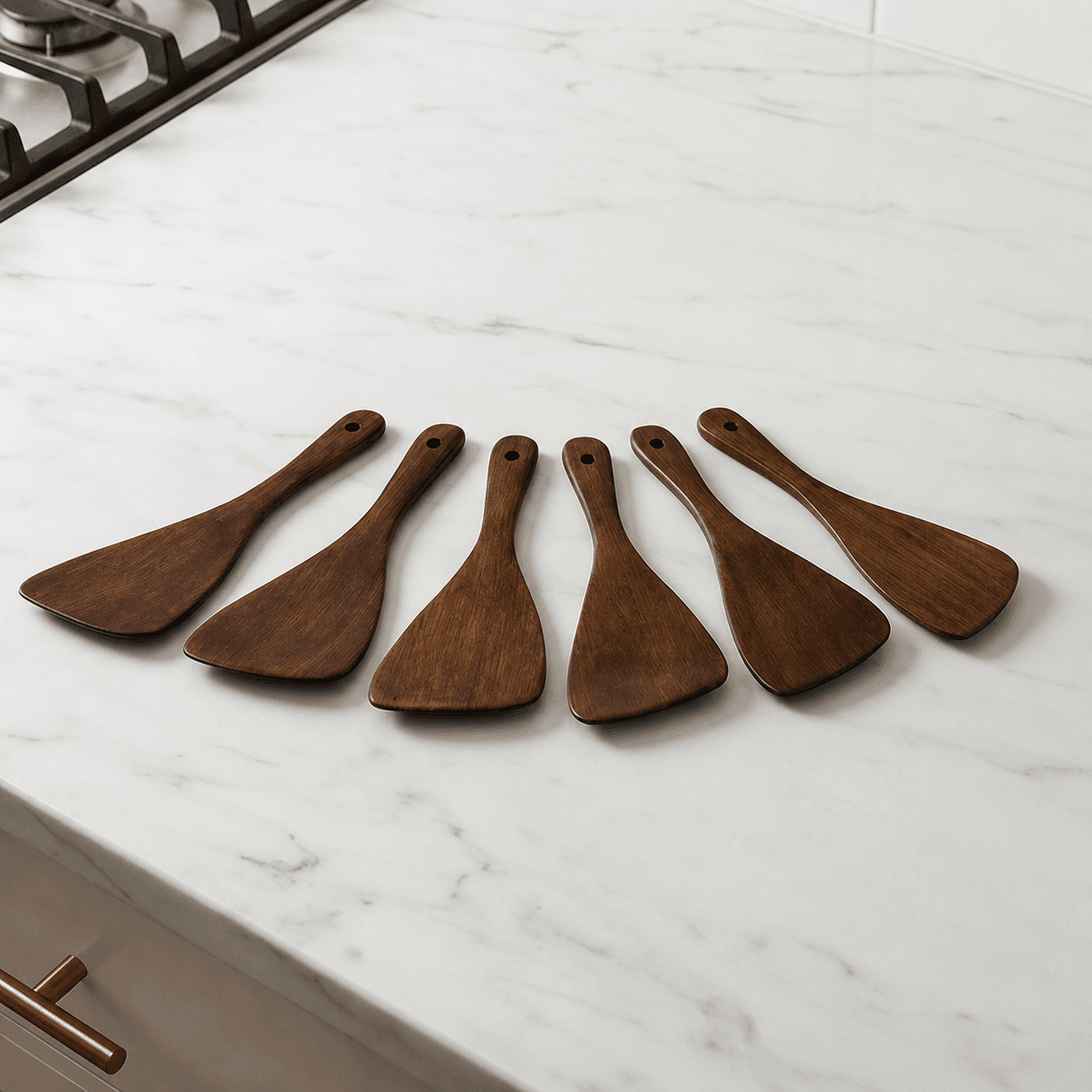 Wooden Angled Cooking Spatula