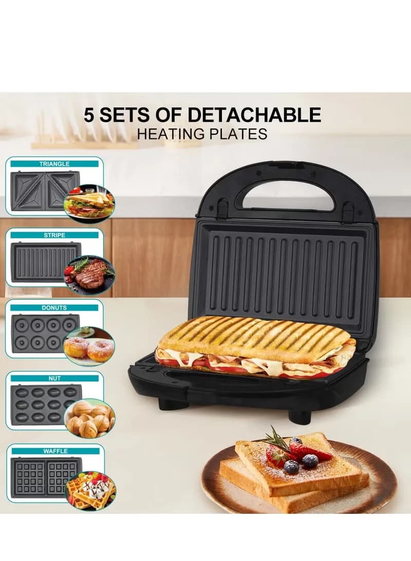 5-in-1 Electric Sandwich Maker & Panini Grill