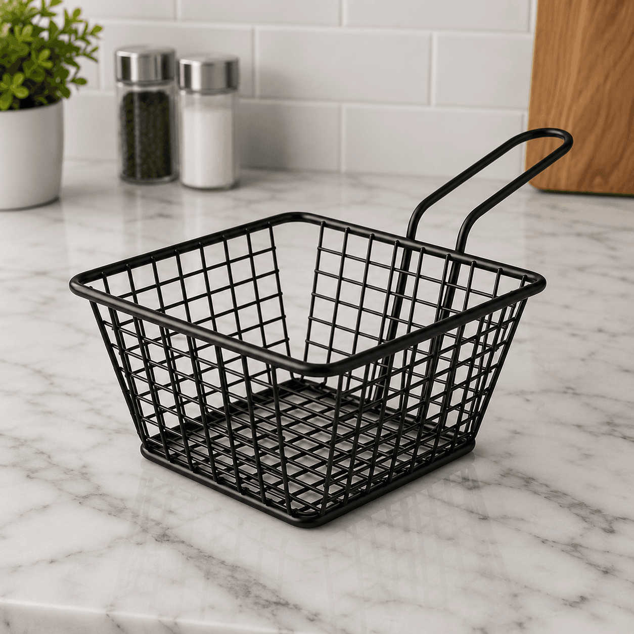 Frying Basket LX161 (Large Black Metal Basket for Deep Frying)