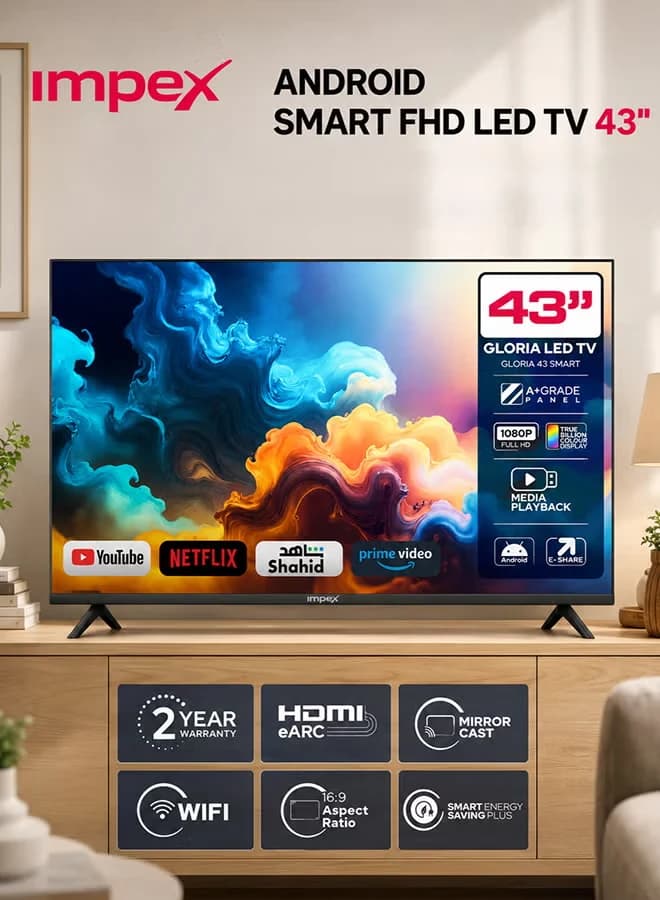 43-Inch Full HD Smart LED TV – Android, Quad-Core Processor