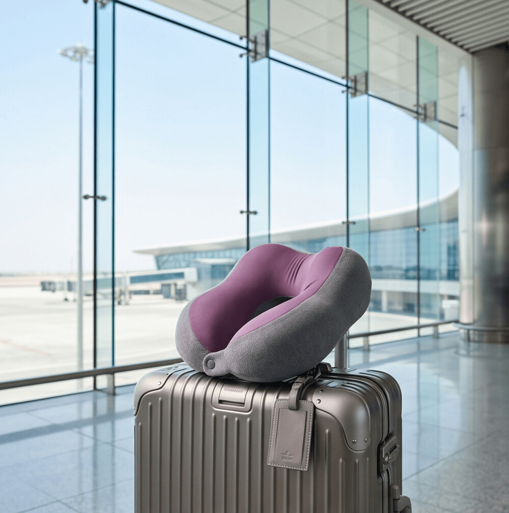 Comfortable Supportive Neck Pillow - Suitable for Travel & Daily Use - Gray & Orchid