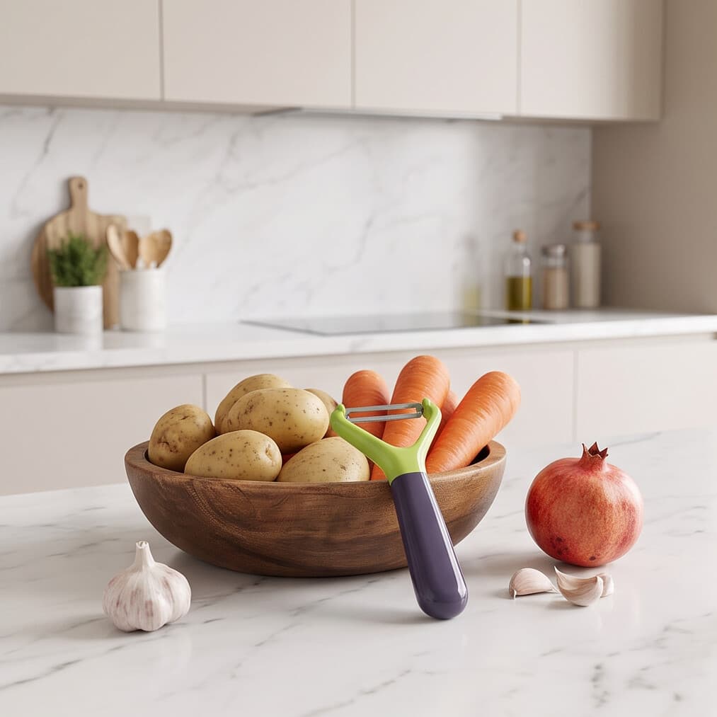 Manual Vegetable & Fruit Peeler - Cream & Wooden 3