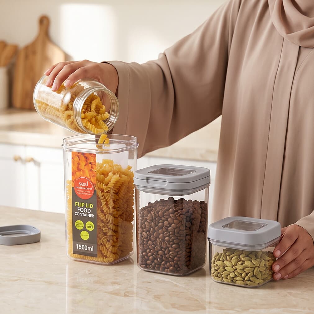 Airtight Food Storage Container Set - 3 Pieces - Gray 2