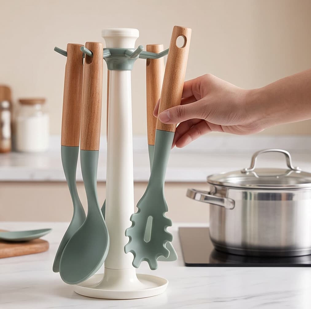 Silicone Kitchen Utensil Set - 6 Pieces - Green 3