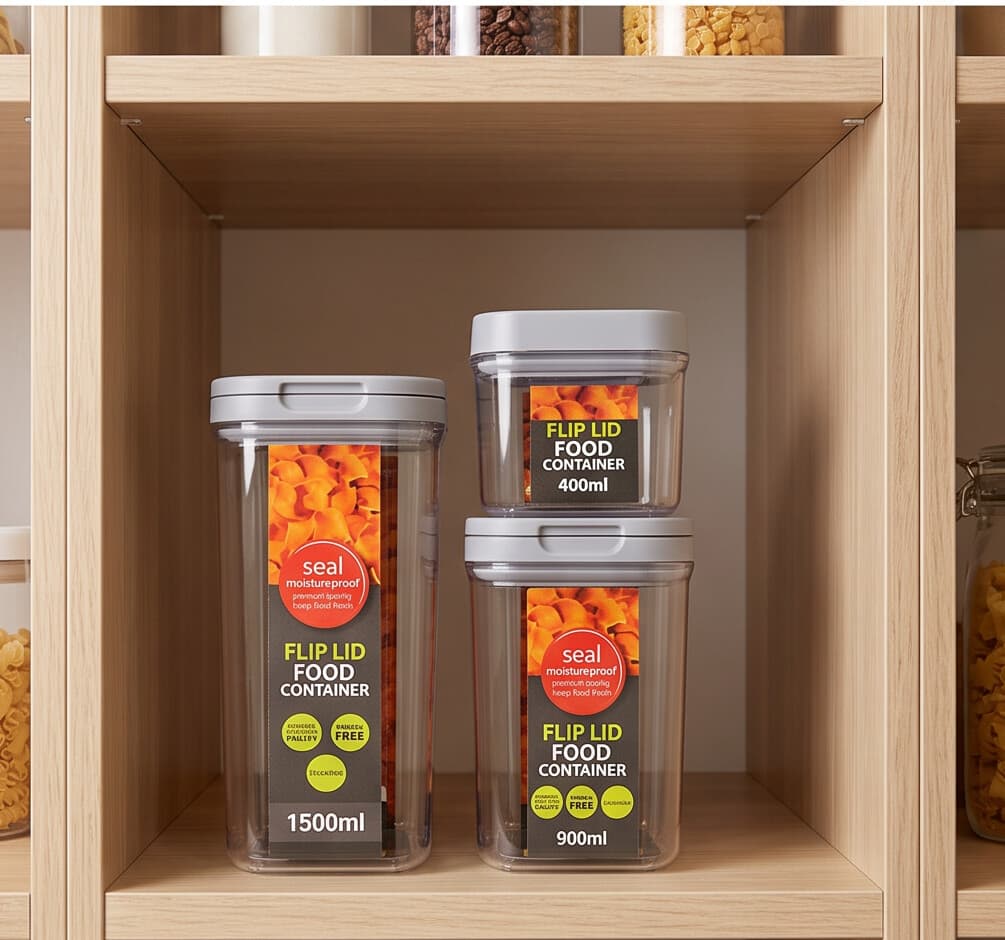 Airtight Food Storage Container Set - 3 Pieces - Gray 1