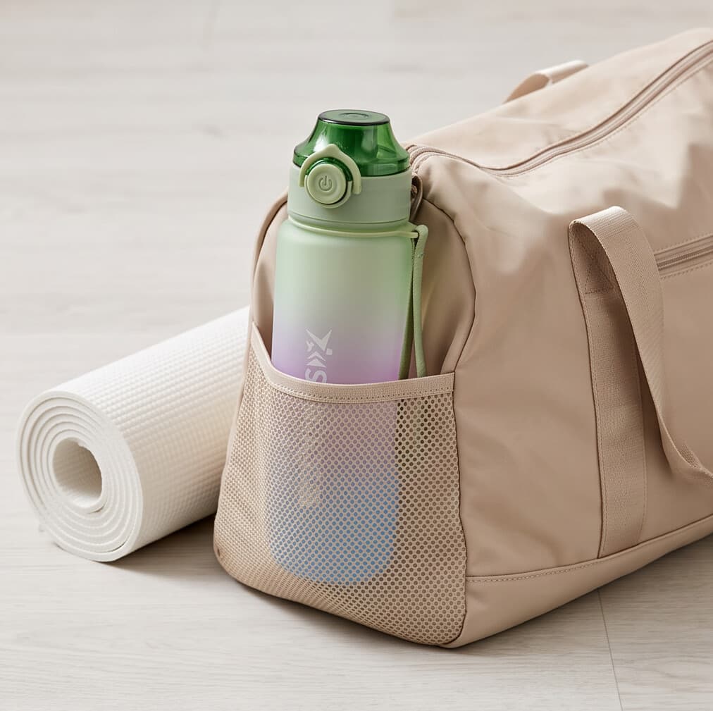 Frosted Design Water Bottle with Silicone Lid 1000 ml - Sky Blue & Green 4
