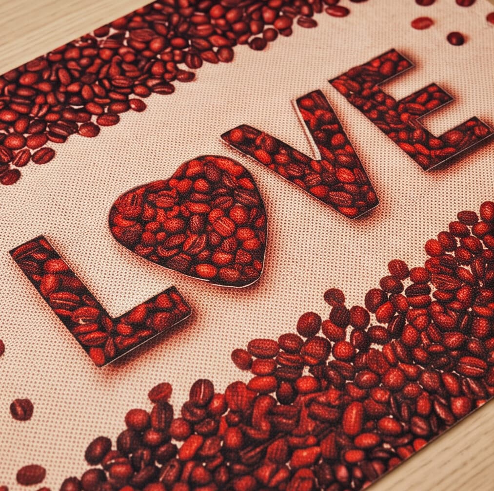 Insulating Mesh Placemat with Coffee Cup and Coffee Beans Print for Table Protection - Set of 3 - 30×45 cm - Orange 3